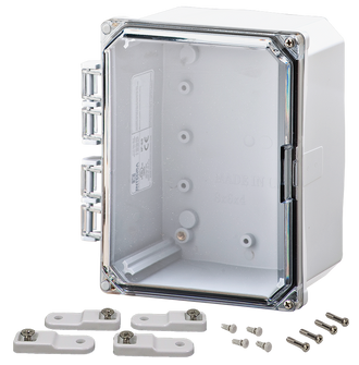 Integra - Premium Series | Polycarbonate | Hinged Cover | Clear | Mounting Feet | White - 0