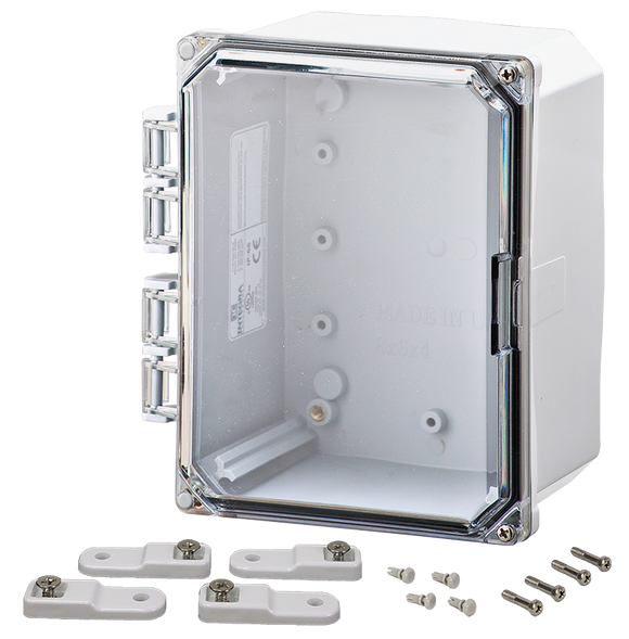 Integra - Premium Series | Polycarbonate | Hinged Cover | Clear | Mounting Feet | White