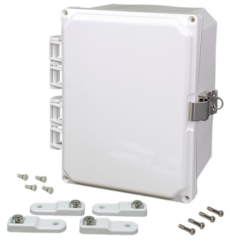 Integra - Premium Line | Polycarbonate | Hinged Cover | Opaque | Stainless Steel Locking Latch | Mounting Feet | White - 0