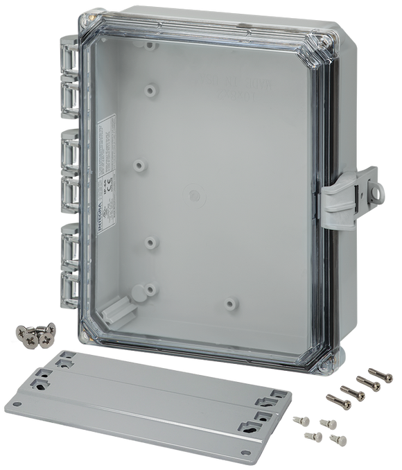 Integra - Premium Line | Polycarbonate | Hinged Cover | Clear | Non-Metallic Locking Latch | Mounting Flanges