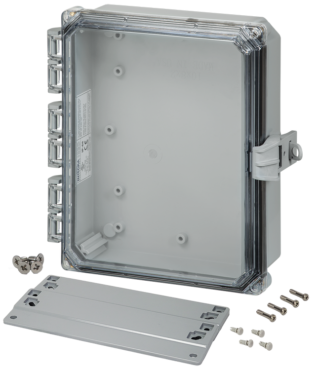 Integra - Premium Line | Polycarbonate | Hinged Cover | Clear | Non-Metallic Locking Latch | Mounting Flanges