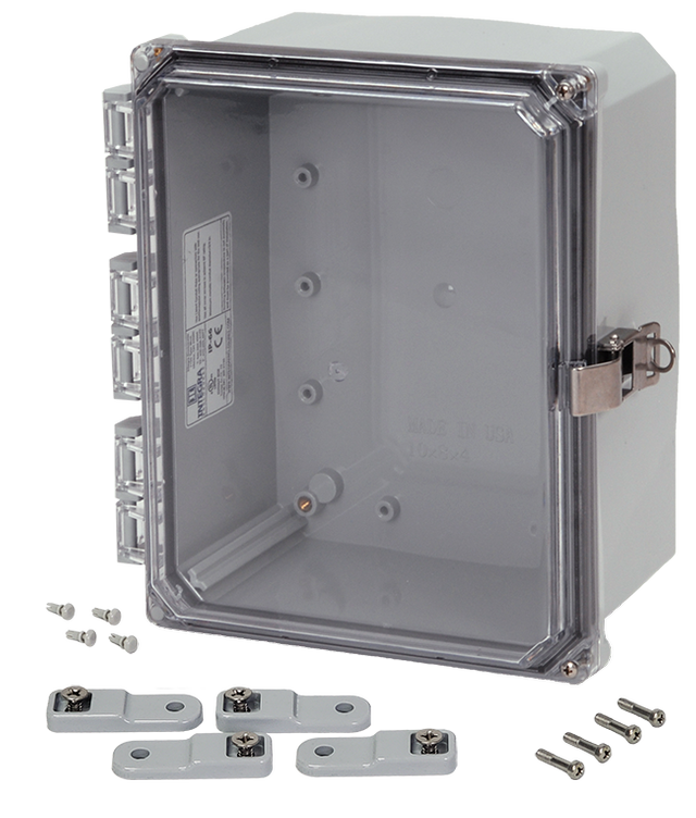 Integra - Premium Line | Polycarbonate | Hinged Cover | Clear| Stainless Steel Locking Latch | Mounting Feet | NEMA 4X
