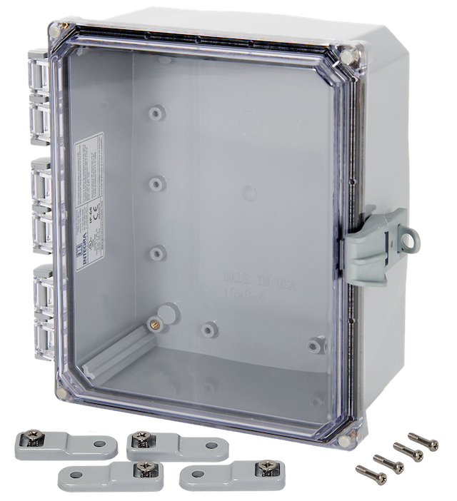 Integra - Premium Line | Polycarbonate | Hinged Cover | Clear | Non-Metallic Locking Latch | Mounting Feet