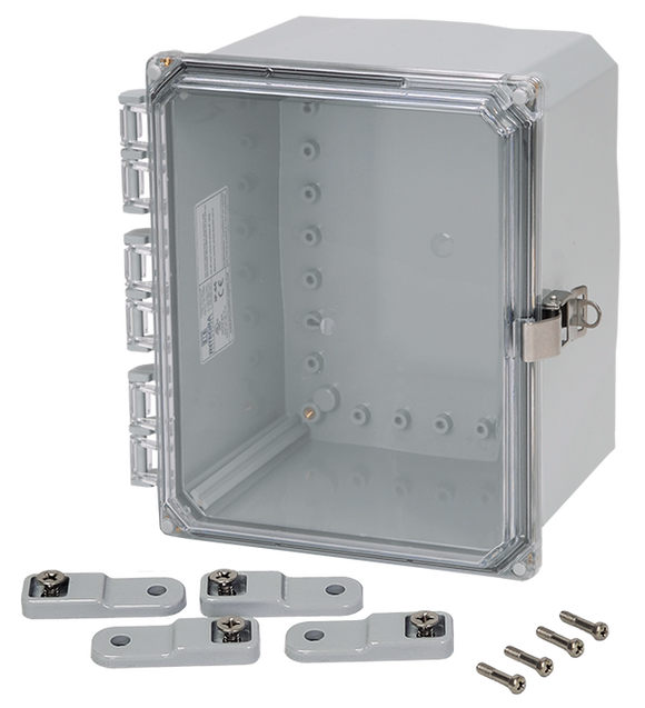 Integra - Premium Line | Polycarbonate | Hinged Cover | Clear| Stainless Steel Locking Latch | Mounting Feet | NEMA 4X