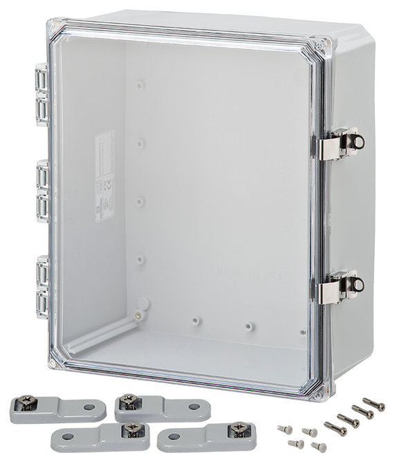 Integra - Premium Line | Polycarbonate | Hinged Cover | Clear| Stainless Steel Locking Latch | Mounting Feet | NEMA 4X