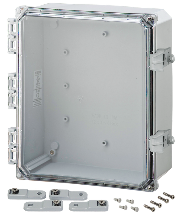 Integra - Premium Line | Polycarbonate | Hinged Cover | Clear | Non-Metallic Locking Latch | Mounting Feet