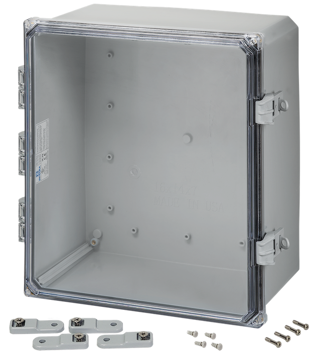 Integra - Premium Line | Polycarbonate | Hinged Cover | Clear | Non-Metallic Locking Latch | Mounting Feet