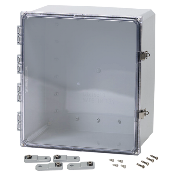Integra - Premium Line | Polycarbonate | Hinged Cover | Clear| Stainless Steel Locking Latch | Mounting Feet | NEMA 4X