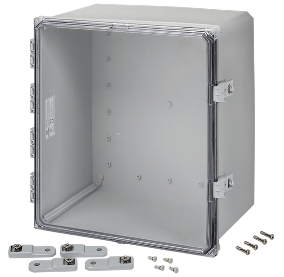 Integra - Premium Line | Polycarbonate | Hinged Cover | Clear | Non-Metallic Locking Latch | Mounting Feet
