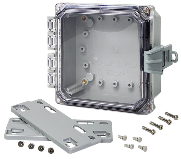 Integra - Premium Line | Polycarbonate | Hinged Cover | Clear | Non-Metallic Locking Latch | Mounting Flanges