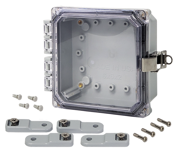 Integra - Premium Line | Polycarbonate | Hinged Cover | Clear| Stainless Steel Locking Latch | Mounting Feet | NEMA 4X
