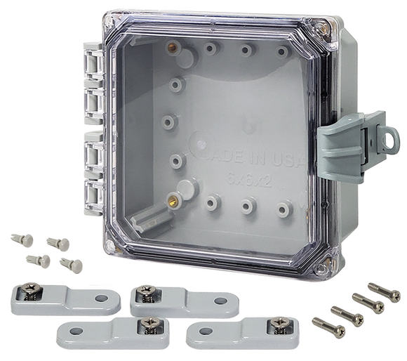 Integra - Premium Line | Polycarbonate | Hinged Cover | Clear | Non-Metallic Locking Latch | Mounting Feet