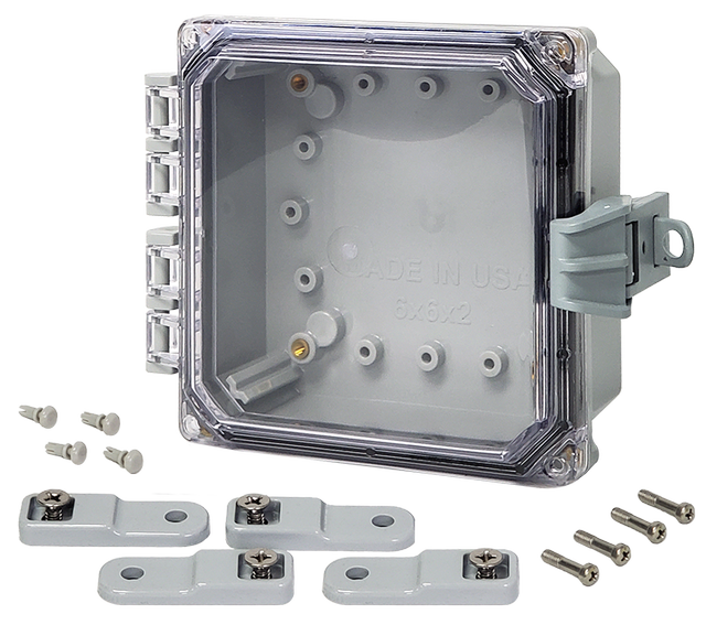 Integra - Premium Line | Polycarbonate | Hinged Cover | Clear | Non-Metallic Locking Latch | Mounting Feet