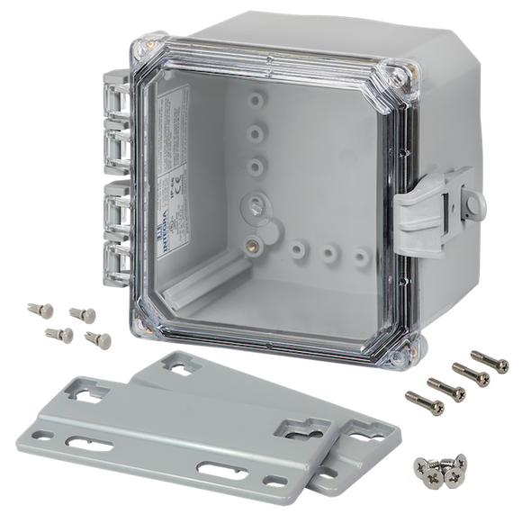 Integra - Premium Line | Polycarbonate | Hinged Cover | Clear | Non-Metallic Locking Latch | Mounting Flanges