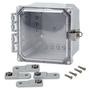 Integra - Premium Line | Polycarbonate | Hinged Cover | Clear| Stainless Steel Locking Latch | Mounting Feet | NEMA 4X-2