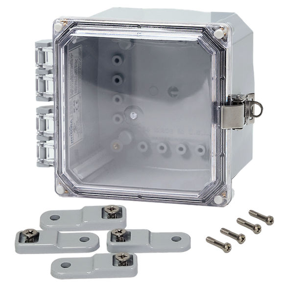 Integra - Premium Line | Polycarbonate | Hinged Cover | Clear| Stainless Steel Locking Latch | Mounting Feet | NEMA 4X