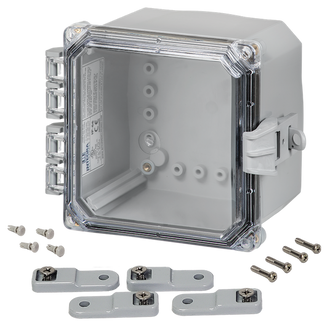 Integra - Premium Line | Polycarbonate | Hinged Cover | Clear | Non-Metallic Locking Latch | Mounting Feet - 0