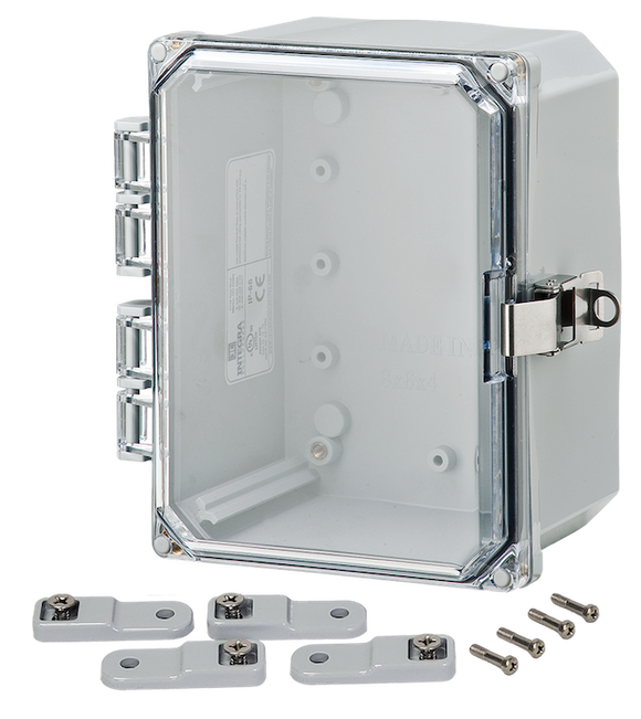 Integra - Premium Line | Polycarbonate | Hinged Cover | Clear| Stainless Steel Locking Latch | Mounting Feet | NEMA 4X