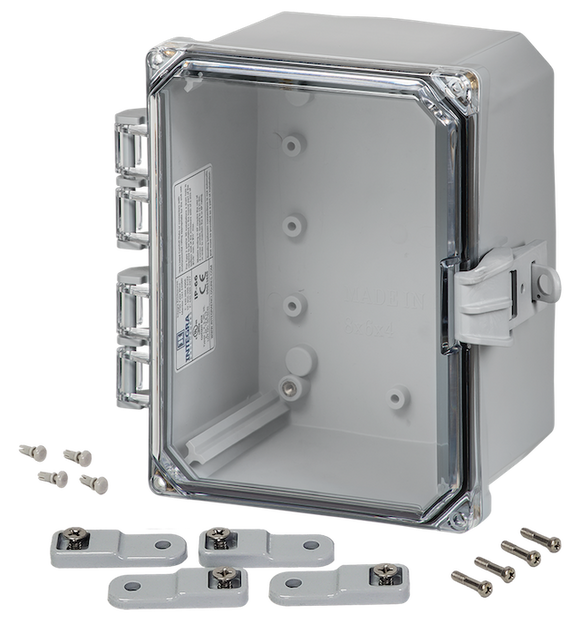 Integra - Premium Line | Polycarbonate | Hinged Cover | Clear | Non-Metallic Locking Latch | Mounting Feet