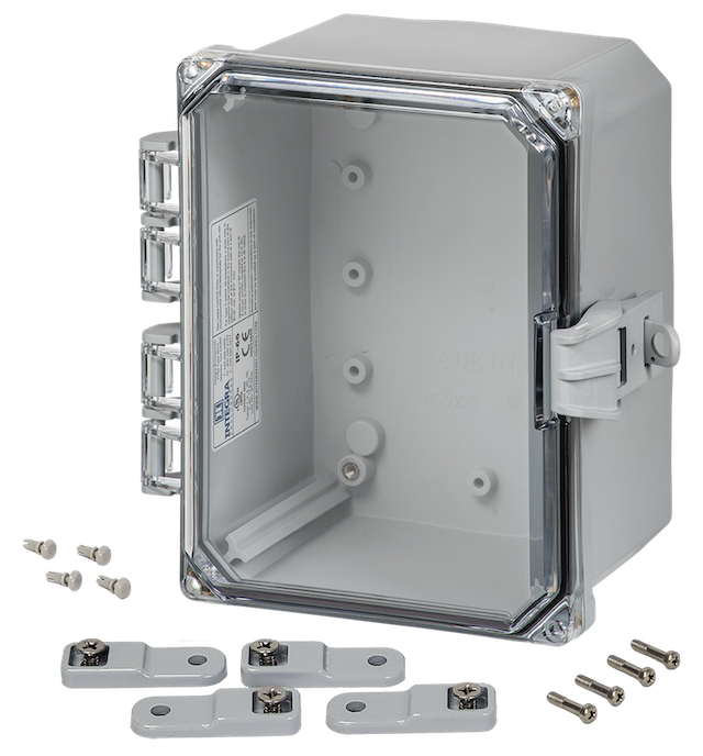 Integra - Premium Line | Polycarbonate | Hinged Cover | Clear | Non-Metallic Locking Latch | Mounting Feet