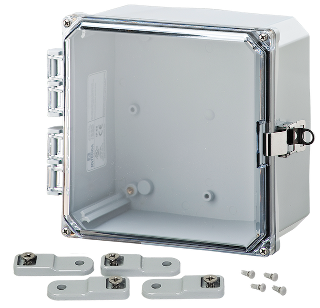 Integra - Premium Line | Polycarbonate | Hinged Cover | Clear| Stainless Steel Locking Latch | Mounting Feet