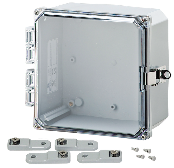 Integra - Premium Line | Polycarbonate | Hinged Cover | Clear| Stainless Steel Locking Latch | Mounting Feet | NEMA 4X