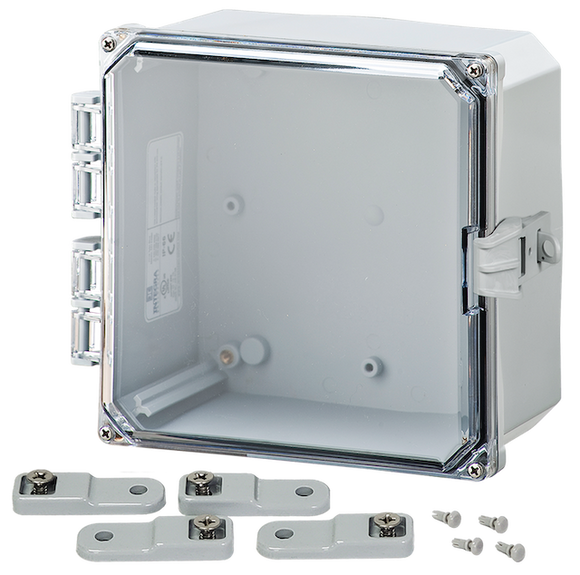 Integra - Premium Line | Polycarbonate | Hinged Cover | Clear | Non-Metallic Locking Latch | Mounting Feet