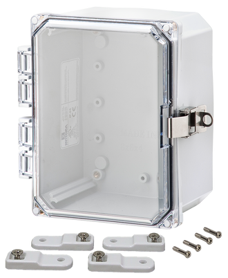 Integra - Premium Line | Polycarbonate | Hinged Cover | Clear | Stainless Steel Locking Latch | Mounting Feet | White - 0