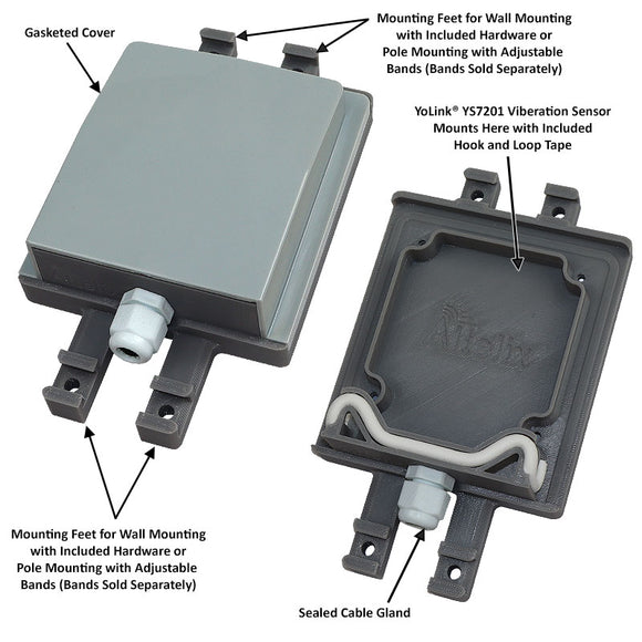 Altelix NEMA 4X Weatherproof Enclosure for YoLink® YS7201 Smart Vibration, Shock and Glass Break Sensor