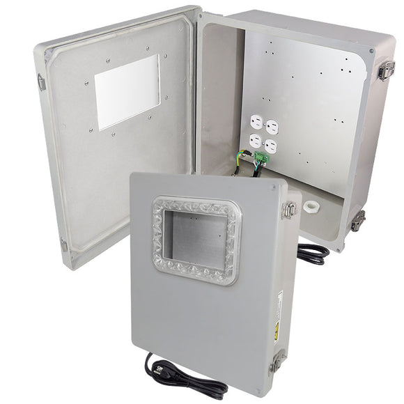 Altelix Windowed Enclosure Fiberglass Weatherproof NEMA Enclosure with Window, Aluminum Mounting Plate, 120V Outlets & Power Cord
