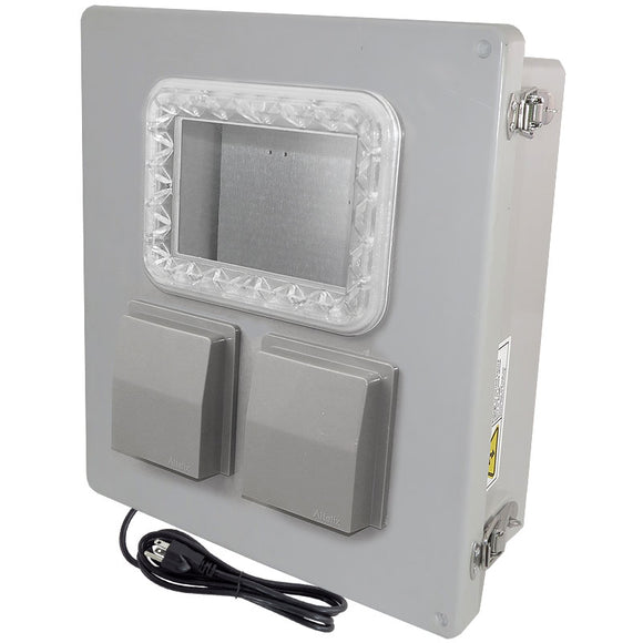 Altelix Fan Cooled Windowed Enclosure - Fiberglass Weatherproof NEMA Enclosure with Window, Cooling Fan, Aluminum Mounting Plate, 120V Outlets & Power Cord