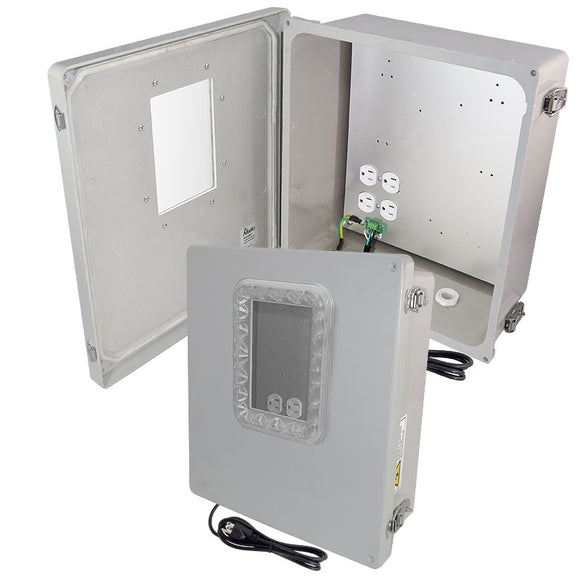 Altelix Windowed Enclosure - Fiberglass Weatherproof NEMA Enclosure with Window, Aluminum Mounting Plate, 120V Outlets & Power Cord