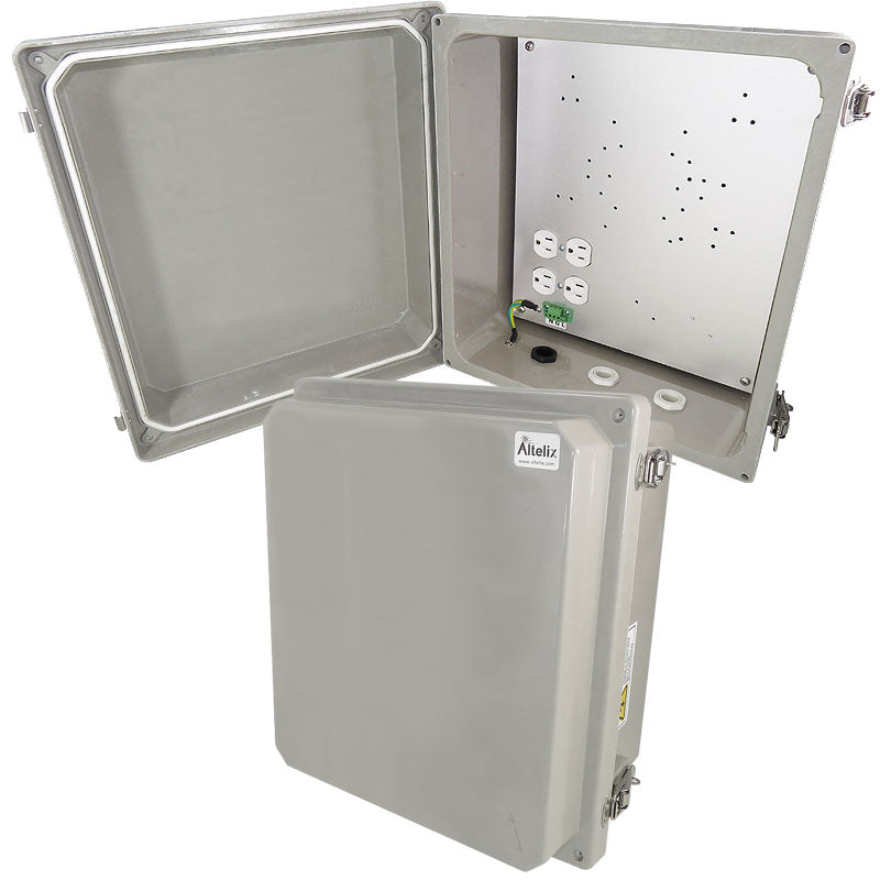 Altelix Fiberglass Weatherproof NEMA 4X Enclosure with Aluminum Equipment Mounting Plate & 120 VAC Outlets