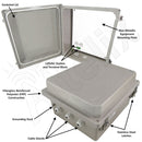 Altelix 14x12x8 Fiberglass Weatherproof WiFi NEMA 4X Enclosure with Polyester Mounting Plate & 120 VAC Outlets-2
