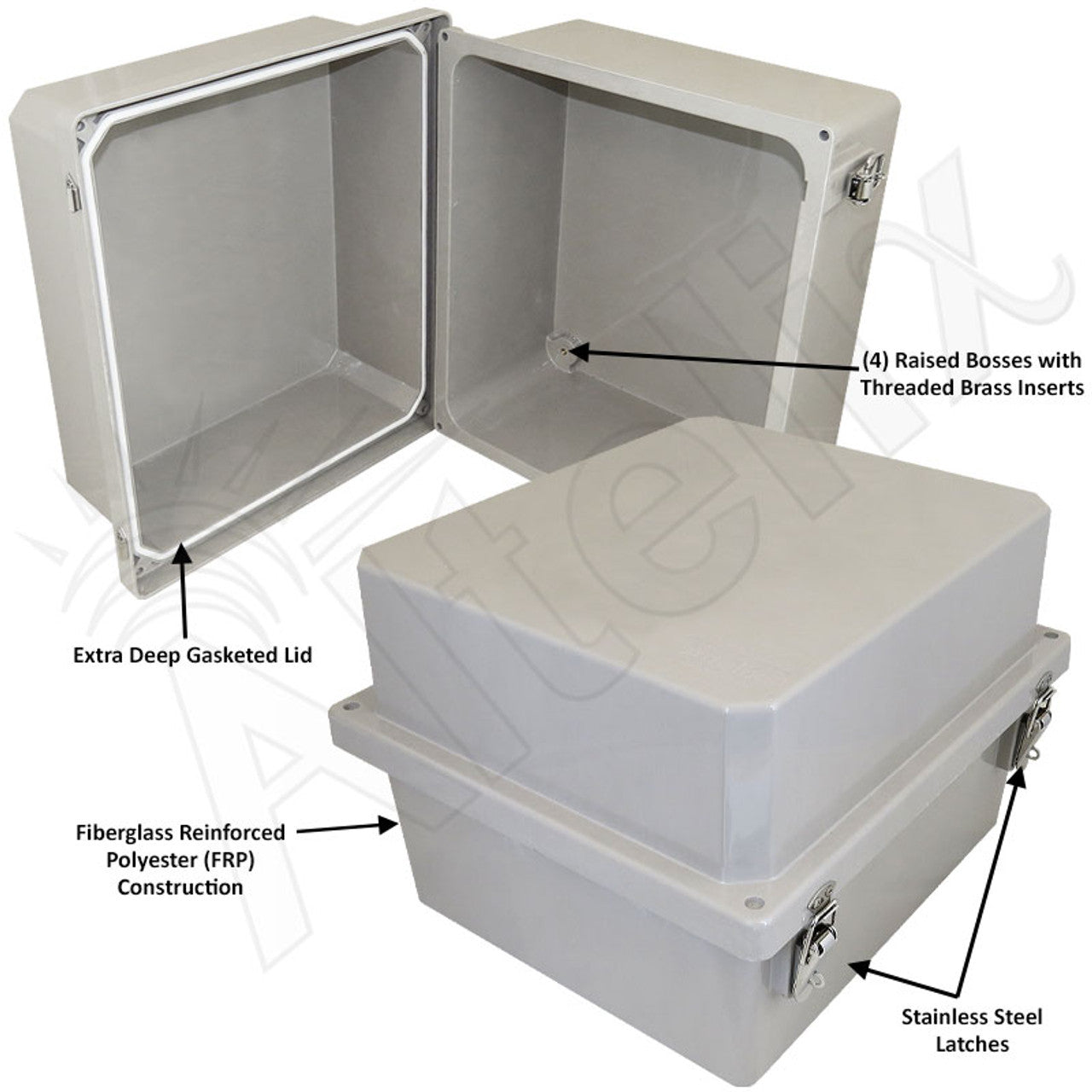 Altelix 14x12x10 Fiberglass Weatherproof NEMA 4X Pole Mount Enclosure