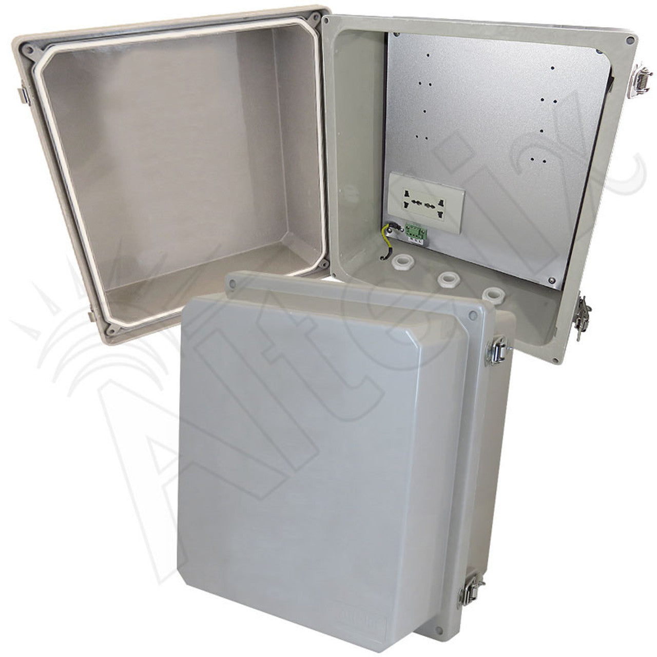 Altelix 14x12x10 Fiberglass Weatherproof NEMA Enclosure with 100-240 VAC Universal Power Outlet