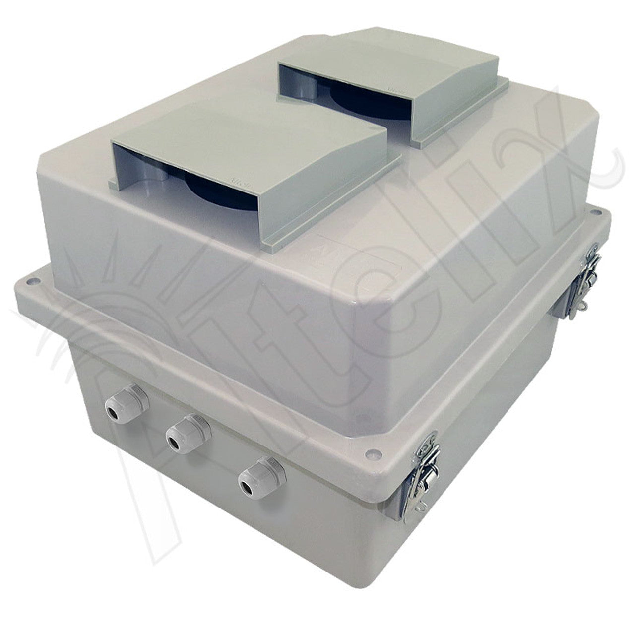 Altelix 14x12x10 Vented Fiberglass Weatherproof NEMA Enclosure with 100-240 VAC Universal Power Outlet