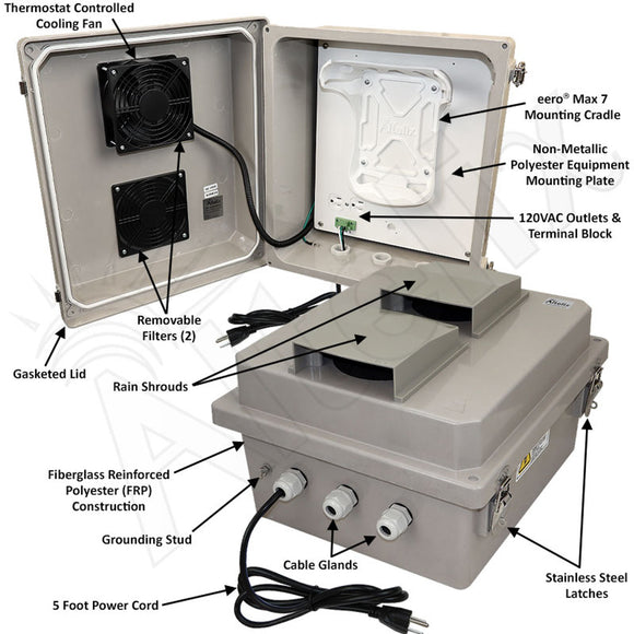 Altelix Fiberglass Weatherproof Fan Cooled Enclosure for Amazon eero® Max 7 Mesh WiFi Router
