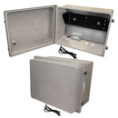 Altelix 16x20x12 Fiberglass Weatherproof NEMA Enclosure with 19" Wide 2U Vertical Rack Frame, 120 VAC Outlets & Power Cord-1