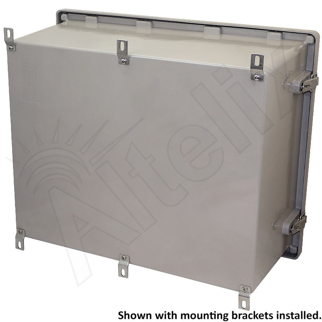 Altelix 16x20x12 Fiberglass Weatherproof NEMA Enclosure with 19" Wide 2U Vertical Rack Frame, 120 VAC Outlets & Power Cord