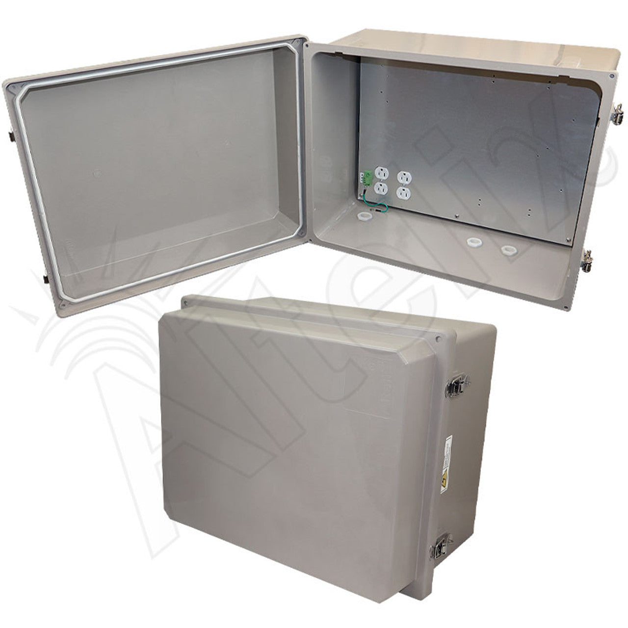 Altelix Fiberglass Weatherproof NEMA Enclosure with Aluminum Mounting Plate, 120 VAC Outlets