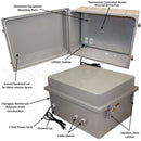 Altelix Fiberglass Weatherproof Heated NEMA Enclosure with 200W Heater, 120 VAC Outlets & Power Cord-11