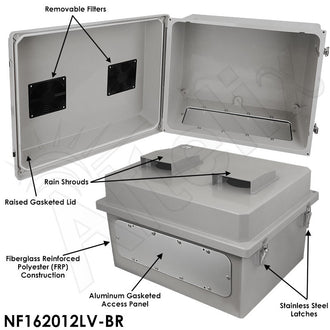 Altelix 16x20x12 Fiberglass Weatherproof NEMA Equipment Rack Enclosure - 0