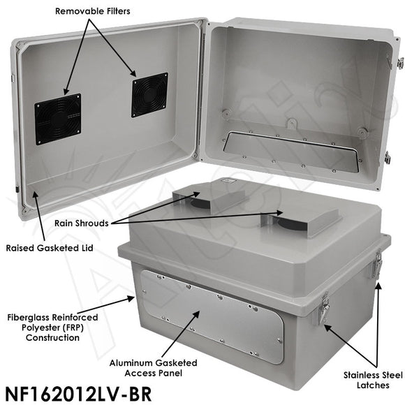 Altelix 16x20x12 Fiberglass Weatherproof NEMA Equipment Rack Enclosure