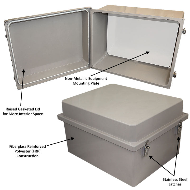 Altelix NEMA 4X Fiberglass Weatherproof RF Transparent Wireless Enclosure with No-Drill PVC Equipment Mounting Plate