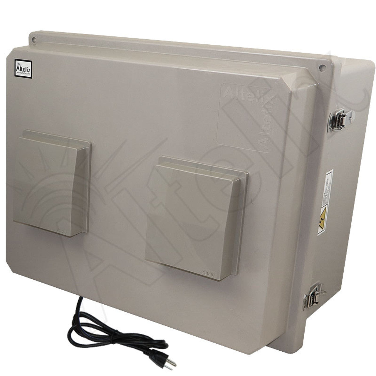 Altelix 20x16x12 Fiberglass Weatherproof Vented NEMA Enclosure with Dual Cooling Fans, 120 VAC Outlets & Power Cord