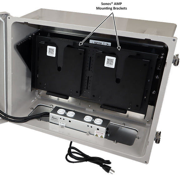 Altelix Weatherproof Dual Sonos® AMP Enclosure with 120 VAC Outlets & Power Cord