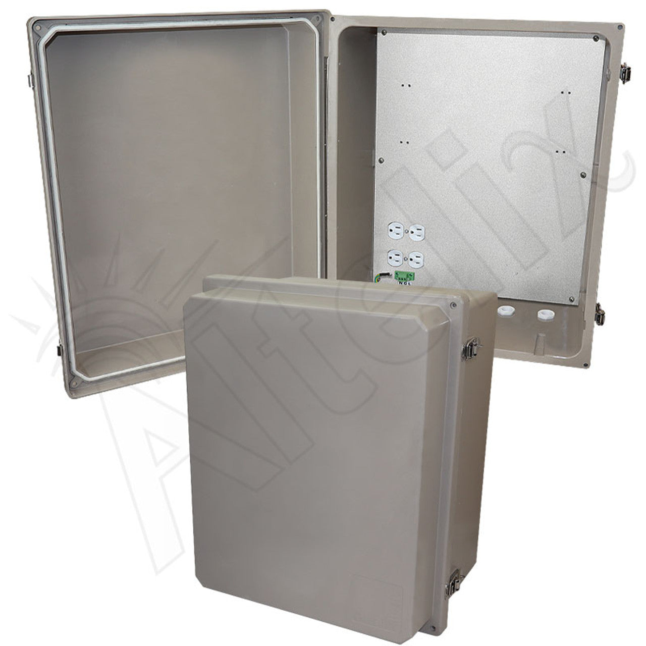 Altelix Fiberglass Weatherproof NEMA Enclosure with Aluminum Mounting Plate, 120 VAC Outlets