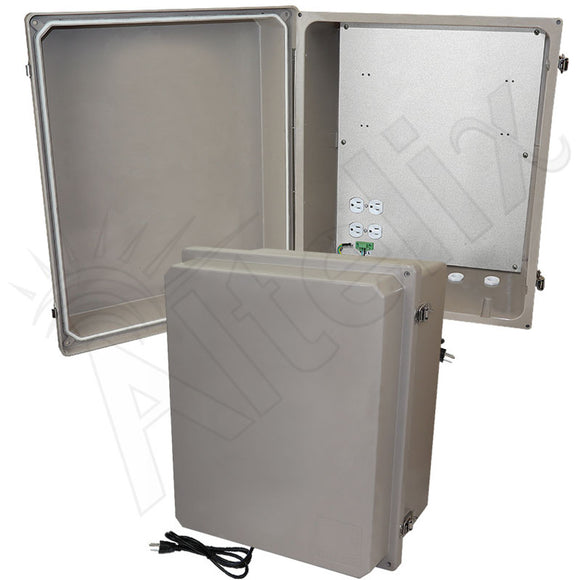 Altelix Fiberglass Weatherproof Heated NEMA Enclosure with 200W Heater, 120 VAC Outlets & Power Cord