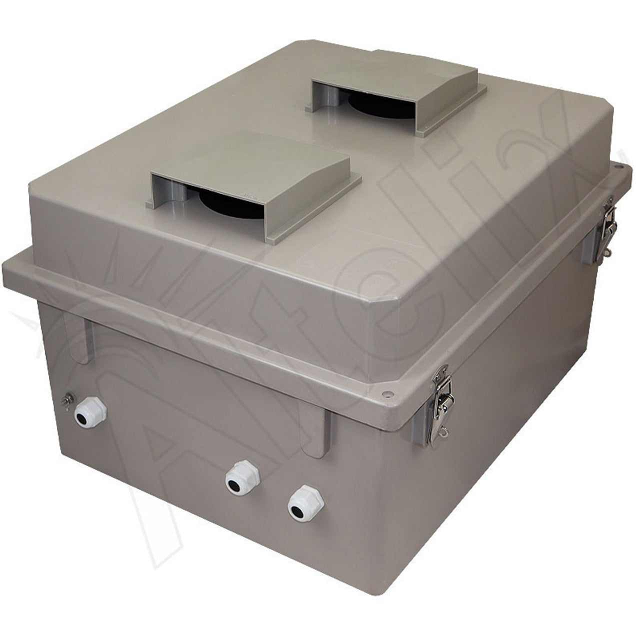 Altelix Fiberglass Vented & Heated Weatherproof NEMA Enclosure with Dual Cooling Fans, 200W Heater and 120 VAC Outlets